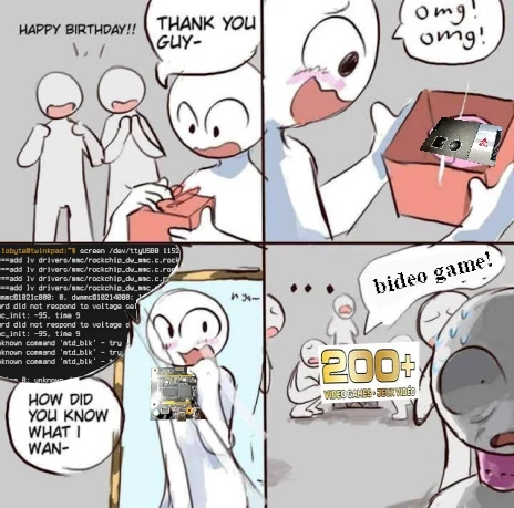 That one silly internet meme where it's the person getting a dog collar for their birthday but embarrasingly mistakes it for a BDSM thing. I've edited it to reflect this situation.